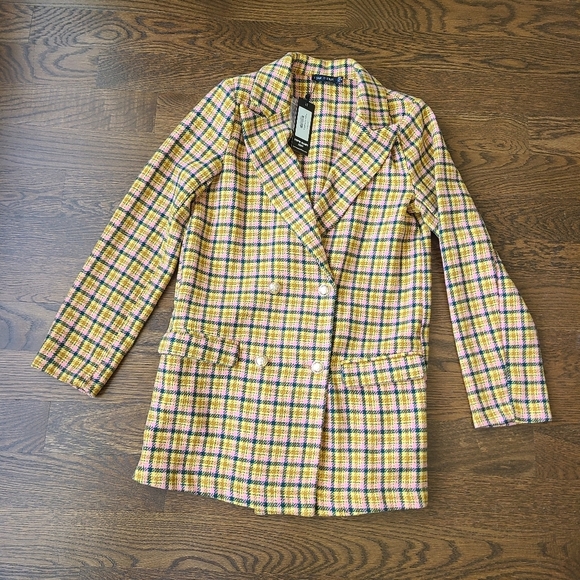 NWT ASOS  "I Saw It First" Plaid Women's Jacket Sz.4 polyester unlined - Picture 1 of 12